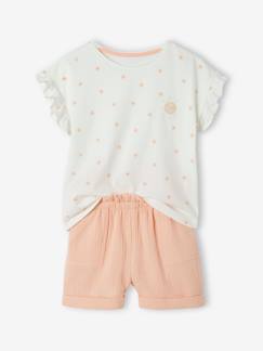 -Conjunto de camiseta y short de gasa de algodón para niña