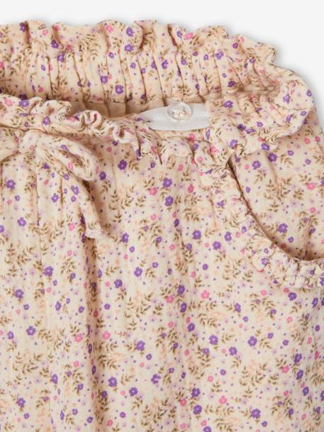 Pantalón pesquero de gasa de algodón estampado de flores, para niña AZUL MEDIO ESTAMPADO+blanco estampado+crudo+rosado 
