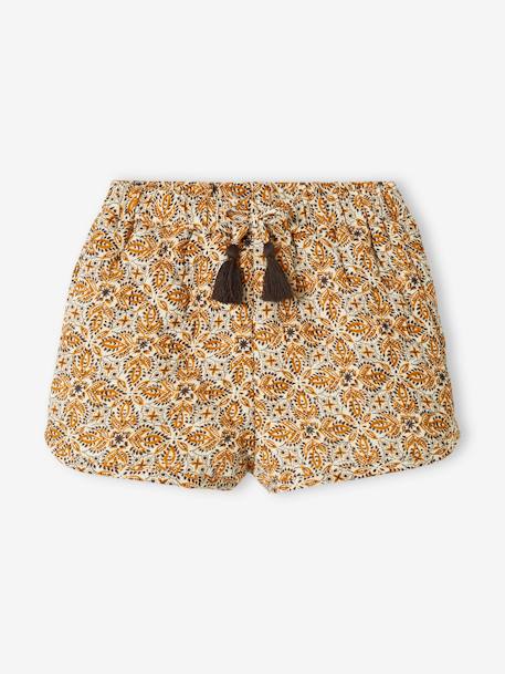 Short estilo kilt con estampado para niña crudo 