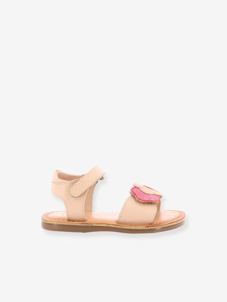 Sandalias de piel infantiles KICKERS® Dyastar dorado+rosa 