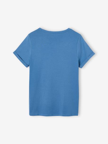 Camiseta con mensaje para embarazo y lactancia, personalizable, de algodón orgánico AZUL MEDIO LISO CON MOTIVOS+GRIS OSCURO LISO CON MOTIVOS 