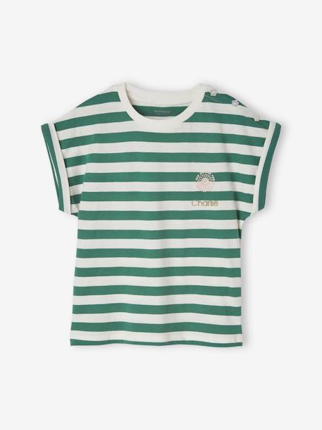 Camiseta personalizable, a rayas para niña rayas rosa+rayas verde 