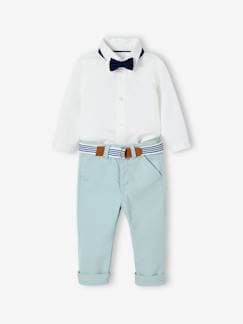 Preparar la llegada del bebé - Homewear Futura mamá-Conjunto de fiesta para bebé: pantalón con cinturón, camisa y pajarita