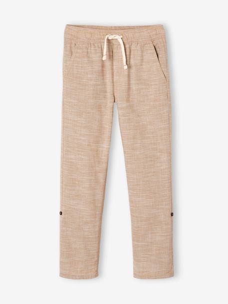 Pantalón remangable como pantalón pesquero de tejido ligero, para niño AZUL CLARO LISO CON MOTIVOS+beige jaspeado 