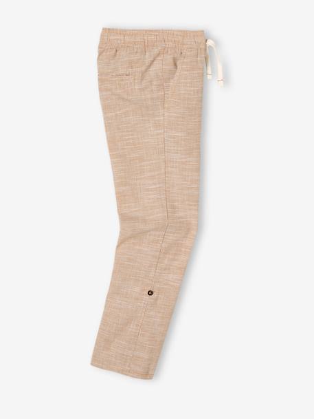 Pantalón remangable como pantalón pesquero de tejido ligero, para niño AZUL CLARO LISO CON MOTIVOS+beige jaspeado 