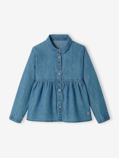 Blusa personalizable para niña de denim ligero AZUL OSCURO LAVADO 