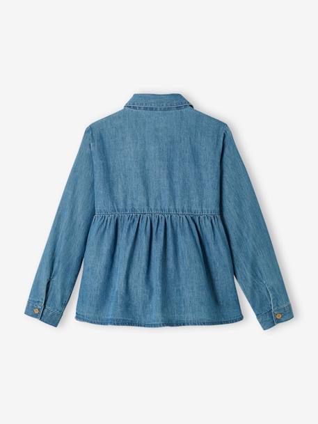 Blusa personalizable para niña de denim ligero AZUL OSCURO LAVADO 