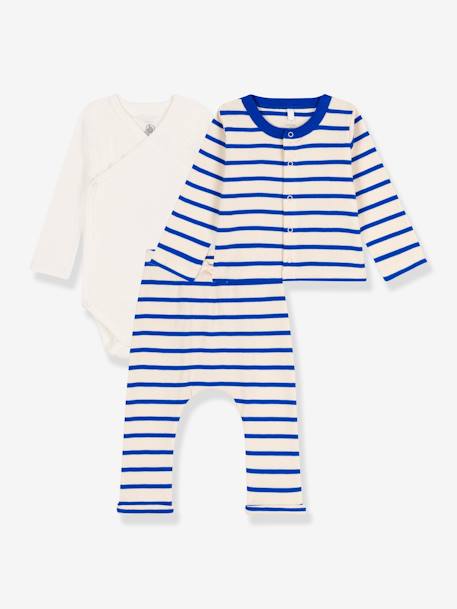 Conjunto de 3 prendas de algodón orgánico para recién nacido PETIT BATEAU beige 