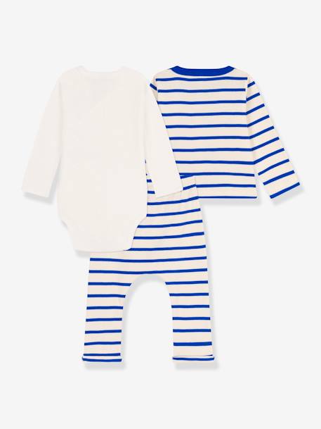 Conjunto de 3 prendas de algodón orgánico para recién nacido PETIT BATEAU beige 