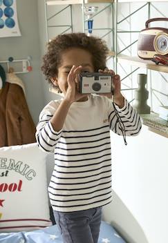 camisetas-Camiseta de estilo marinero con motivo en el pecho de terciopelo flocado, para niño