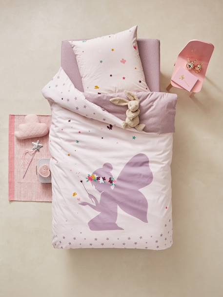 Conjunto de funda nórdica + funda de almohada infantil PEQUEÑA HADA Violeta estampado 