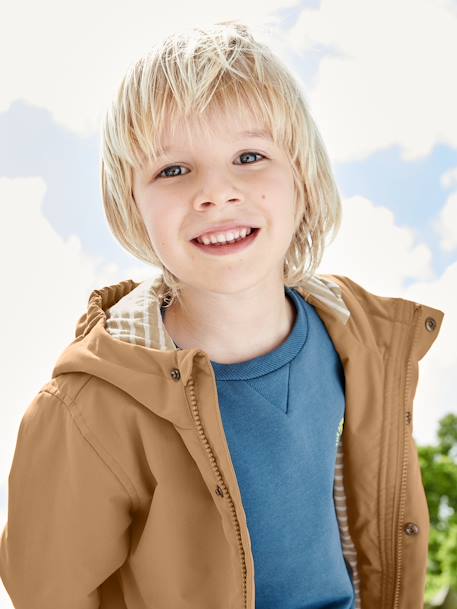 Parka ligera con capucha para niño beige 