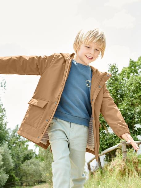 Parka ligera con capucha para niño beige 