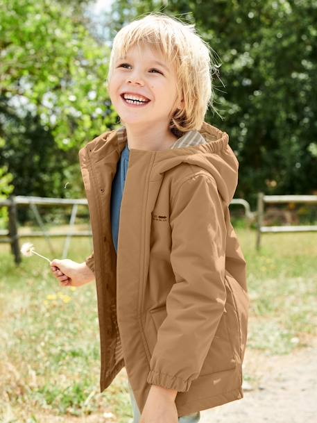 Parka ligera con capucha para niño beige 