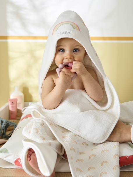 Bebé-Capas, albornoces de baño-Capa de baño personalizable «Rainbow»