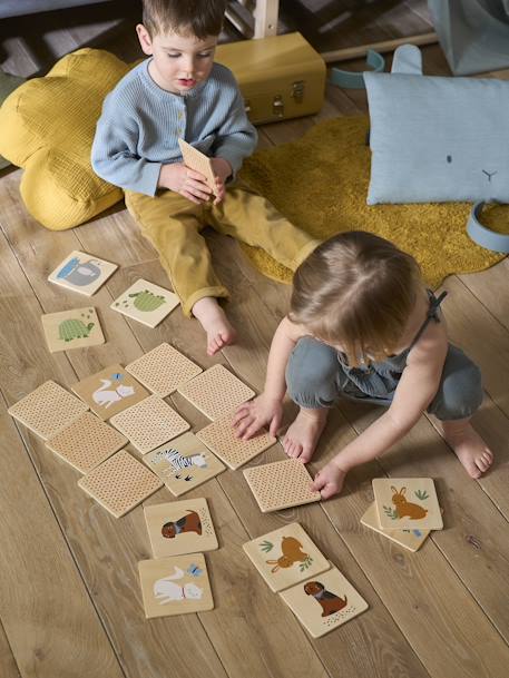 Juego de memoria gigante de madera FSC® BEIGE MEDIO LISO CON MOTIVOS 