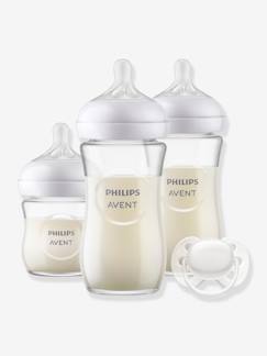 Puericultura-Comida-Biberones y accesorios-Pack de 3 biberones de cristal + chupete Natural Response Philips AVENT