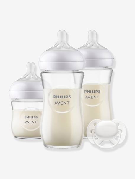 Pack de 3 biberones de cristal + chupete Natural Response Philips AVENT transparente 