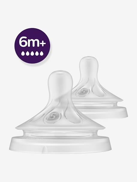 Pack de 2 tetinas Natural Response de Philips AVENT, con 5 flujos a elegir transparente 