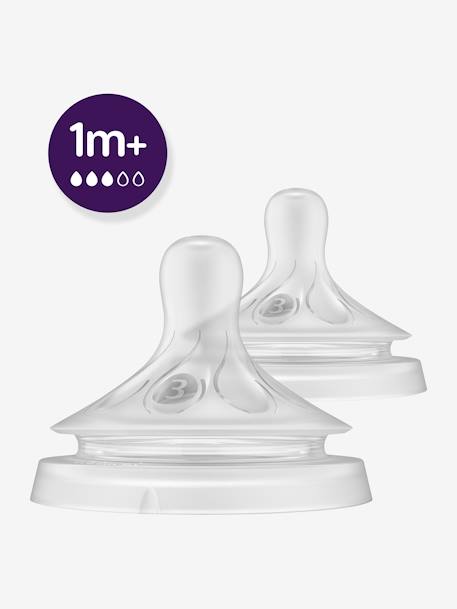 Pack de 2 tetinas Natural Response de Philips AVENT, con 5 flujos a elegir transparente 