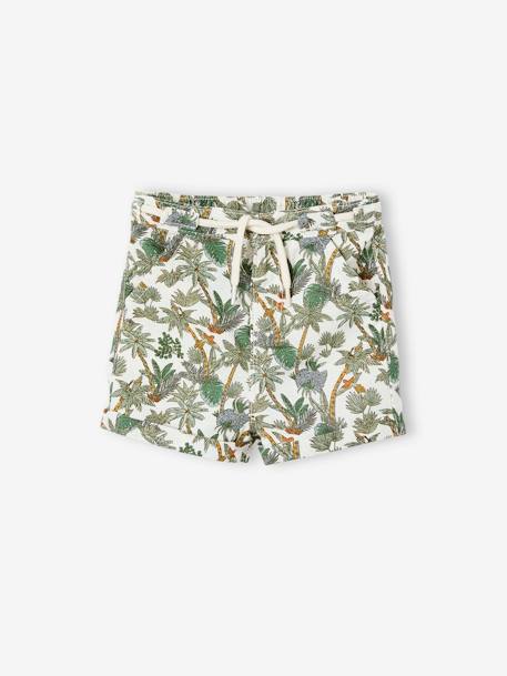 Bebé-Shorts-Short de algodón y lino «Jungla» para bebé