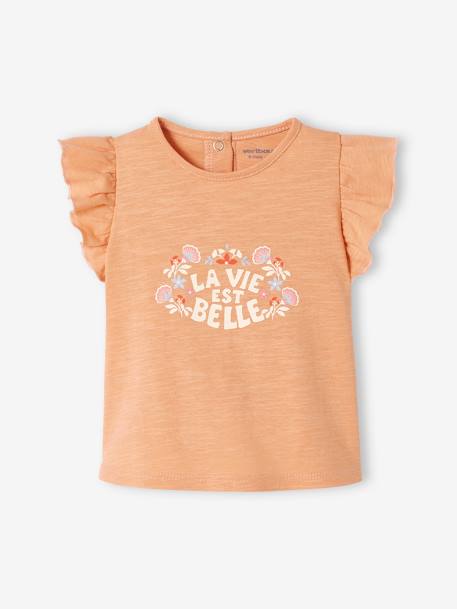 Bebé-Camisetas-Camiseta de mangas con volantes para bebé