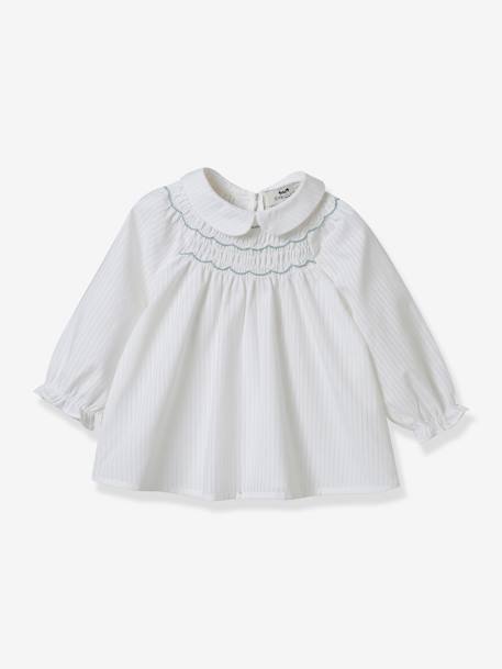 Blusa con smocks para bebé - Cyrillus blanco 