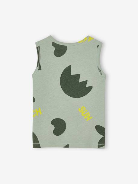 Camiseta de tirantes con motivos gigantes para niño blanco estampado+verde sauce 