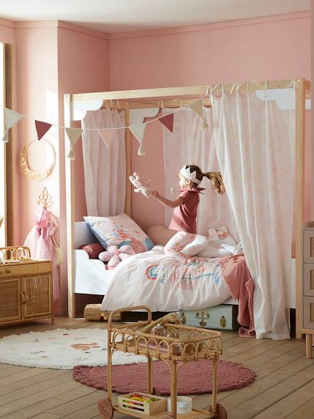 Cama con dosel infantil Línea Romance blanco 