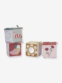 Juguetes- Primera edad-Set de 4 cubos blandos - Flowers & Butterflies - LITTLE DUTCH