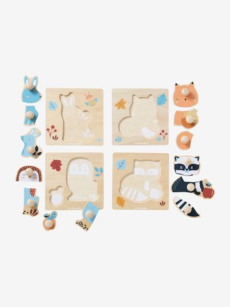 Pack de 4 puzzles con botones de madera FSC® - Los amigos del bosque madera 