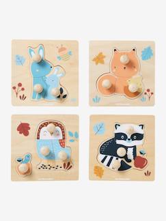 Juguetes-Juegos educativos- Puzzles-Pack de 4 puzzles con botones de madera FSC® - Los amigos del bosque