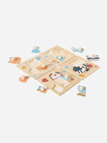 Pack de 4 puzzles con botones de madera FSC® - Los amigos del bosque madera 