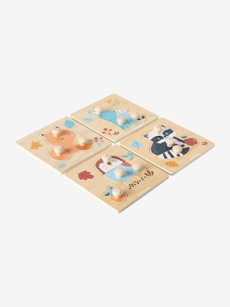 Pack de 4 puzzles con botones de madera FSC® - Los amigos del bosque madera 