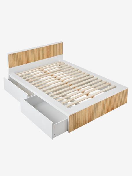 Cama doble con almacenaje NUTS blanco 