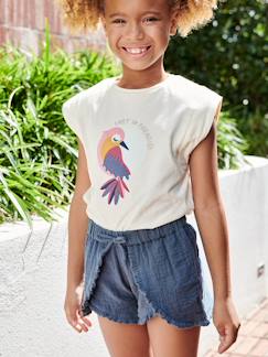 Niña-Camisetas-Camisetas-Camiseta con motivo de ave del paraíso y mangas hasta los hombros para niña