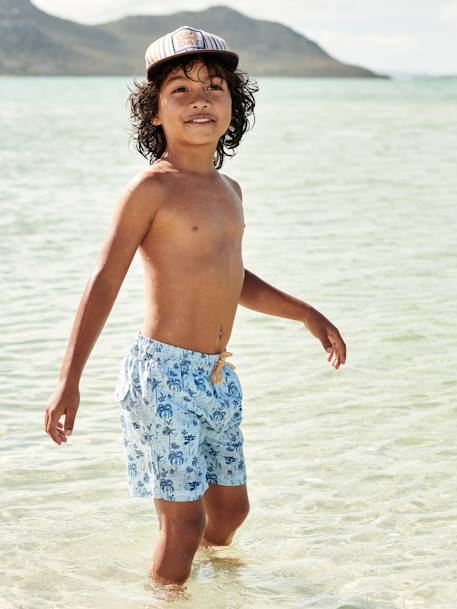 Bañador short con estampado para niño azul claro 