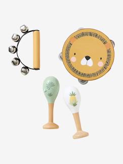 Juguetes- Primera edad-Música-Kit de maracas, pandereta y cascabeles de madera FSC®