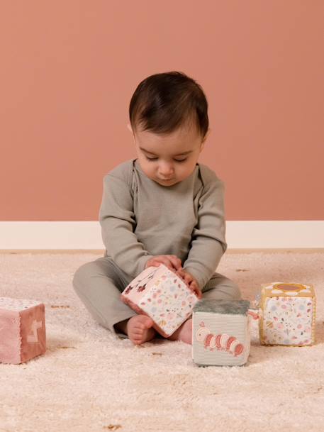 Set de 4 cubos blandos - Flowers & Butterflies - LITTLE DUTCH rosa 