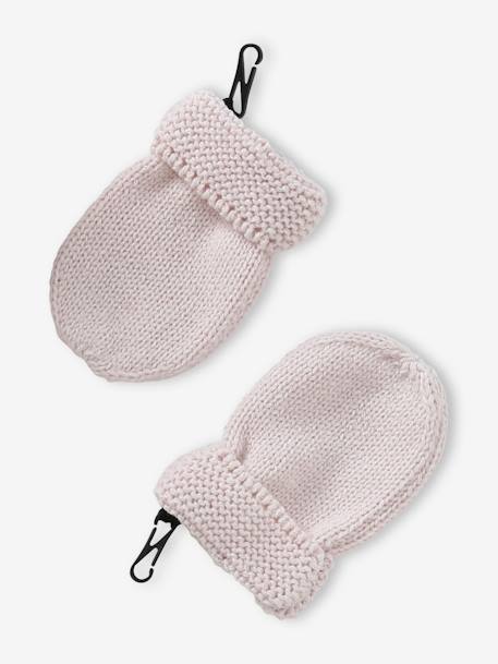 Conjunto para bebé niña: gorro + snood + manoplas rosa maquillaje+rosa rosa pálido 