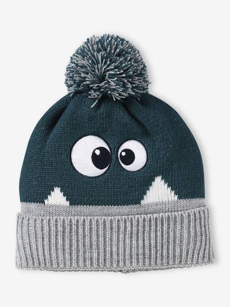 Gorro de monstruo para niño verde pino 