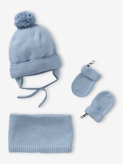 -Conjunto para bebé niño: gorro + snood + manoplas - Basics