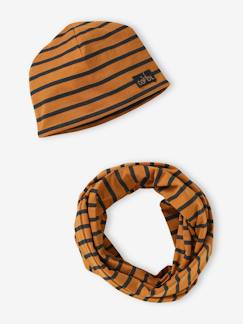 Conjunto a rayas para niño: gorro + snood