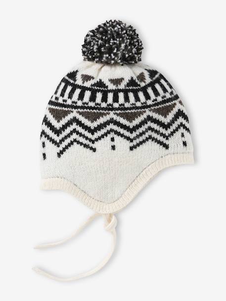 Gorro de punto jacquard para niño beige 