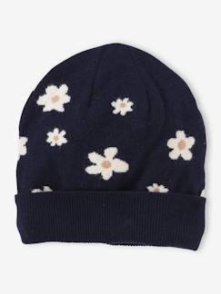 -Gorro para niña con motivos de margaritas en jacquard