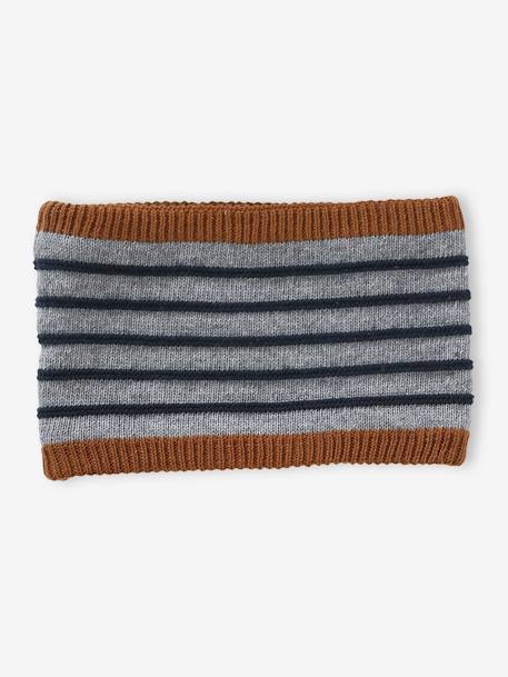 Conjunto marinero para bebé niño gorro + snood + manoplas gris jaspeado 