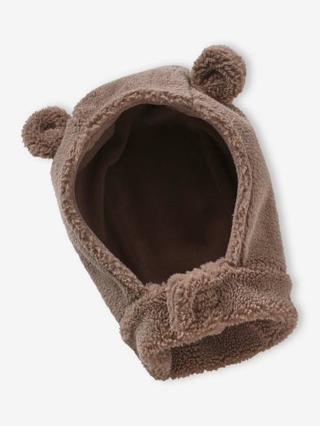 Conjunto oso para bebé niño de pasamontañas + snood + manoplas de sherpa  moka - Vertbaudet