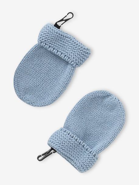 Conjunto para bebé niño: gorro + snood + manoplas - Basics azul grisáceo+verde agua 