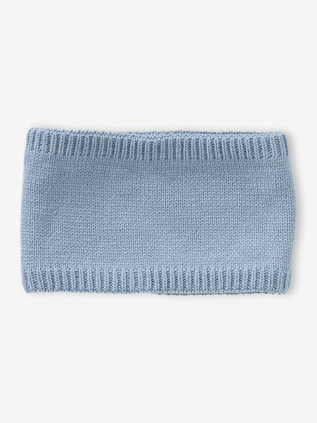 Conjunto para bebé niño: gorro + snood + manoplas - Basics azul grisáceo+verde agua 