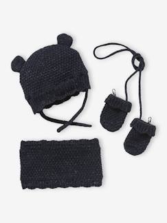 -Conjunto para bebé niña de gorro + snood + manoplas